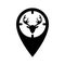 For a hunter, a mark on the map in the form of an optical sight with a silhouette of a deer. GPS tag, places for hunting