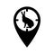 For a hunter, a mark on the map in the form of an optical sight with a silhouette of a hare. GPS tag, places for hunting