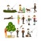 Hunter people vector flat icon set