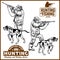 Hunters With Dogs - Retro Clipart Illustration - vector set