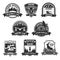 Hunting club adventure vector icons or badges set