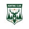 Hunting club badge design with deer head on shield