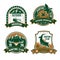 Hunting club shields icons set