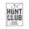 Hunting club. Vector. Concept for shirt or label, print, stamp or tee. Vintage typography design with frame, hunting bow