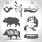 Hunting, design elements. Boar, wild duck, bandolier, hunting do