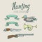 Hunting, hand drawn hunting accessories. Vector cli part