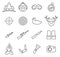 Hunting or Hunt or Hunter Icons Thin Line Vector Illustration Set
