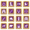 Hunting icons set purple