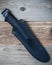 Hunting knife in a leather scabbard