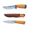 Hunting Knives Set, Hunter Equipment Flat Vector Illustration