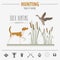 Hunting logo and badge template. Dog hunting, equipment. Flat d