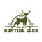 Hunting logo, hunt badge or emblem for hunting club or sport, deer hunting stamp