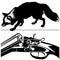 Hunting rifle silver fox (Vulpes fulva) black silhouette