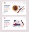 Hunting Season Landing Page Templates Set, Hunter Tackles and Equipment Website Interface Flat Vector Illustration