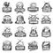 Hunting sport ammo, hunter animals trophy icons