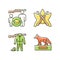 Hunting trophy and equipment RGB color icons set