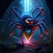 Huntsman Spider hugging heart 3d render of a spider in a dark cave with a heart AI generated animal ai