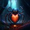 Huntsman Spider hugging heart 3D rendering of a heart-shaped spider in a dark forest generative AI animal ai