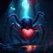 Huntsman Spider hugging heart 3d rendering of a spider in the dark with a red heart AI Generated animal ai