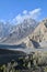 Hunza River and Passu Cones or Passu Cathedral in Upper Hunza, Northern Pakistan