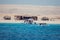Hurghada, Egypt, 3.12.2018, Mahmya island in red sea, turquoise water, blue sky, boats and tourists in paradise. Holiday and