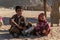 Hurghada / Egypt - July 21, 2019: Arab kids are playing in Beduin village in Egyptian desert