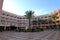 HURGHADA, EGYPT - OCTOBER 14, 2013:Tropical luxury resort hotel on Red Sea beach. Hurghada, Egypt.