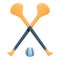 Hurling crossed sticks icon, cartoon style