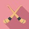 Hurling crossed sticks icon, flat style