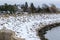 Hurricane barrier sporting late autumn coating of snow