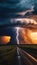 Hurricane clouds and lightning against the horizon