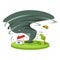 Hurricane in countryside cartoon vector illustration