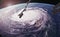 Hurricane Florence over the Atlantics close to the US coast, viewed from the space station.