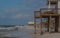 Hurricane Ida eroded beach sand from the stilts of homes on the Gulf of Mexico, Dauphin Island, Mobile County, Alabama