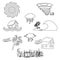 Hurricane natural disaster problem outline icons set eps10