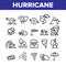 Hurricane Natural Disaster Vector Linear Icons Set