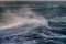 Hurricane in ocean, huge wave