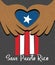 Hurricane relief for Puerto Rico design. Puerto Rican flag with hands forming a heart shape.