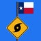 Hurricane sign with Texan flag