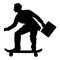 Hurry businessman on skate board silhouette vector