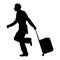 Hurry businessman with suitcase silhouette vector