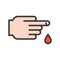 Hurt bleeding finger simple outline icon, medical set