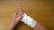 Hurt hand doing physiotherapy