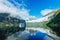 Hurtigruten cruise liner sailing on the Geirangerfjord, one of the most popular destination in Norway