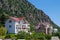 HURZUF, CRIMEA - June, 2018: View of the cottages in Gurzuf on the background of Ayu-Dag Bear mountain