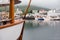 Husavik, Iceland - Fishing boats moored at harbour in subdued light