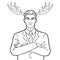 Husband businessman and deer horns coloring vector