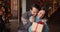 Husband makes Christmas surprise for wife congratulates her Merry Christmas