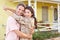 Husband Welcoming Wife Home On Army Leave