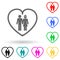 husband and wife in the heart multi color style icon. Simple glyph, flat vector of family icons for ui and ux, website or mobile